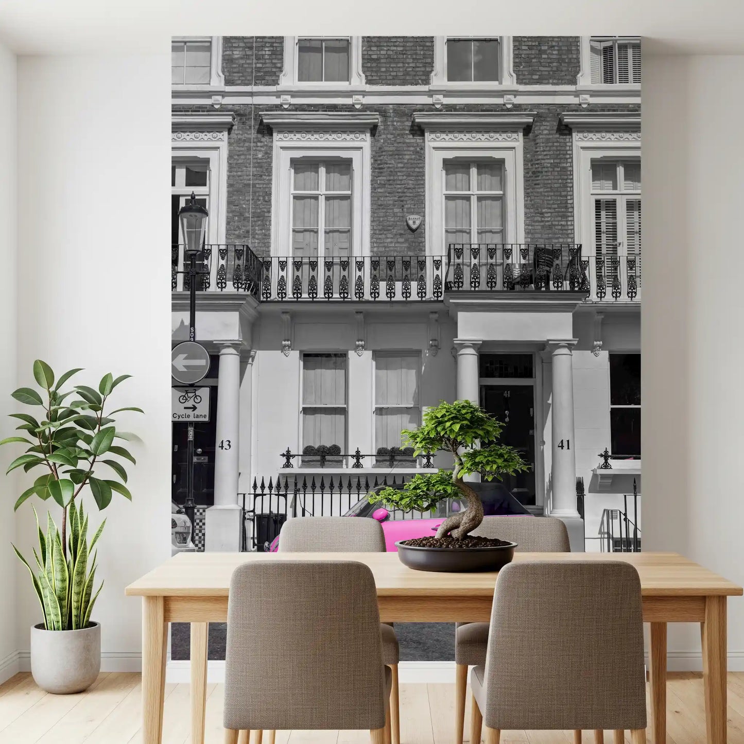 Urban Pink Pop Monochrome Wall Mural