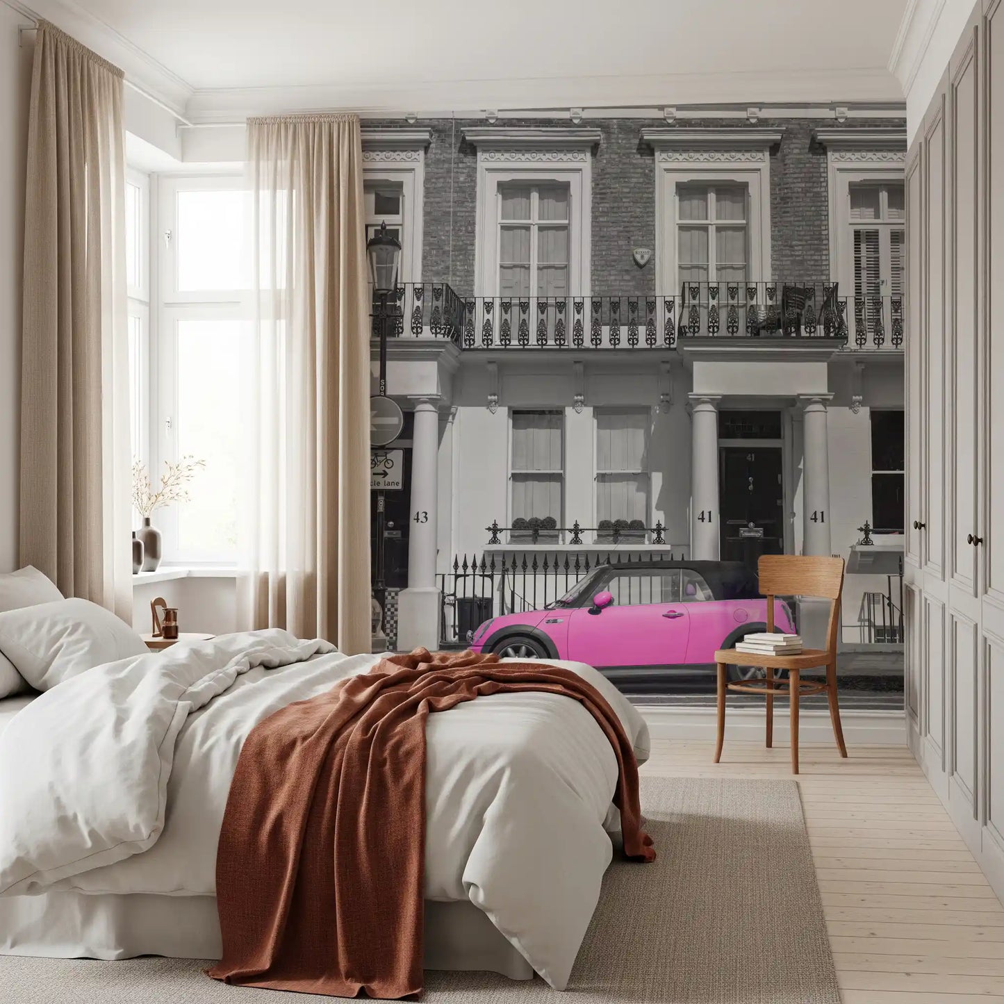 Urban Pink Pop Monochrome Wall Mural