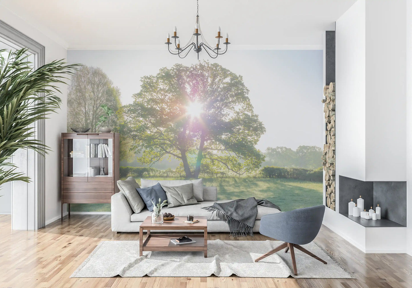 Golden Hour Meadow Canopy Wall Mural
