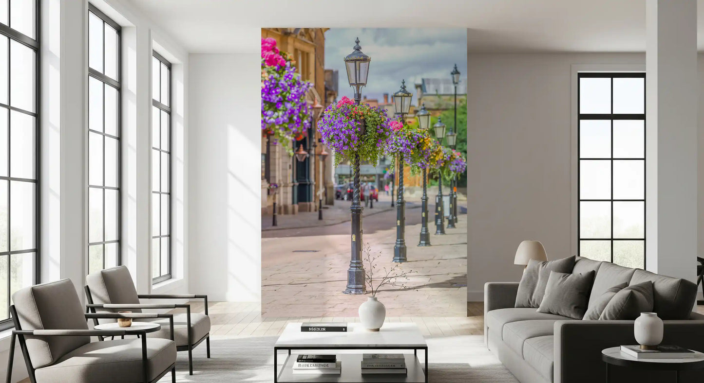 English Garden Street Vista Wall Mural