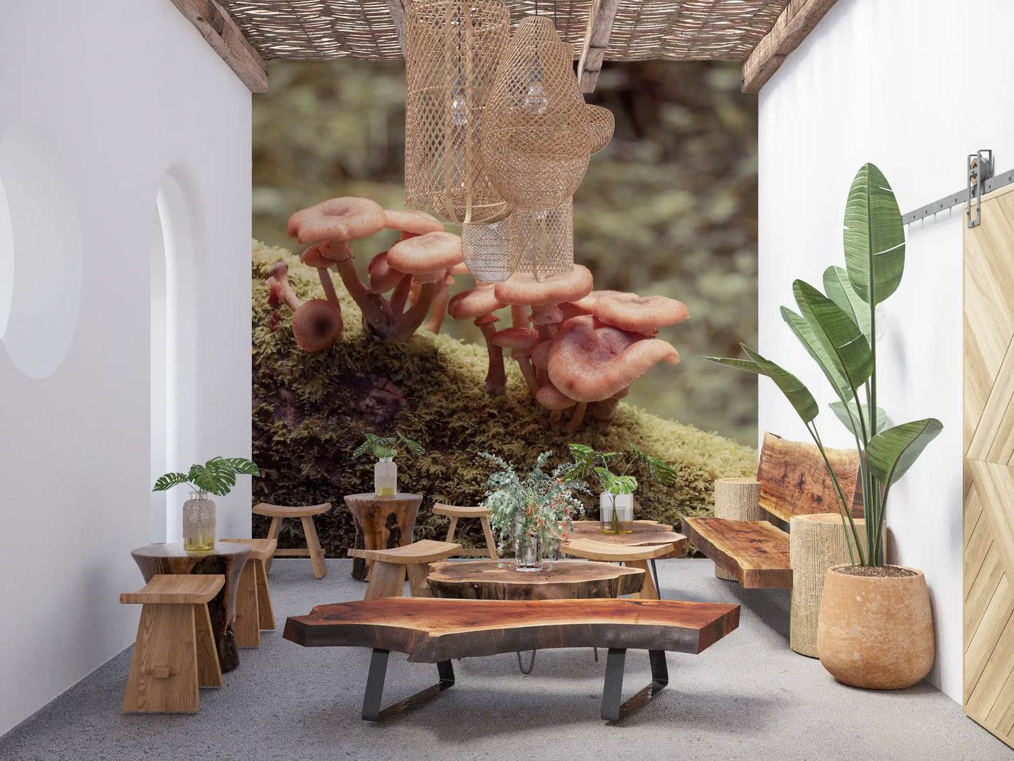 Woodland Fungi Soft Focus Botanical Wall Mural