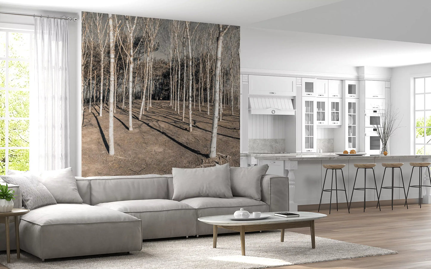 Winter Woodland Shadow Path Wall Mural