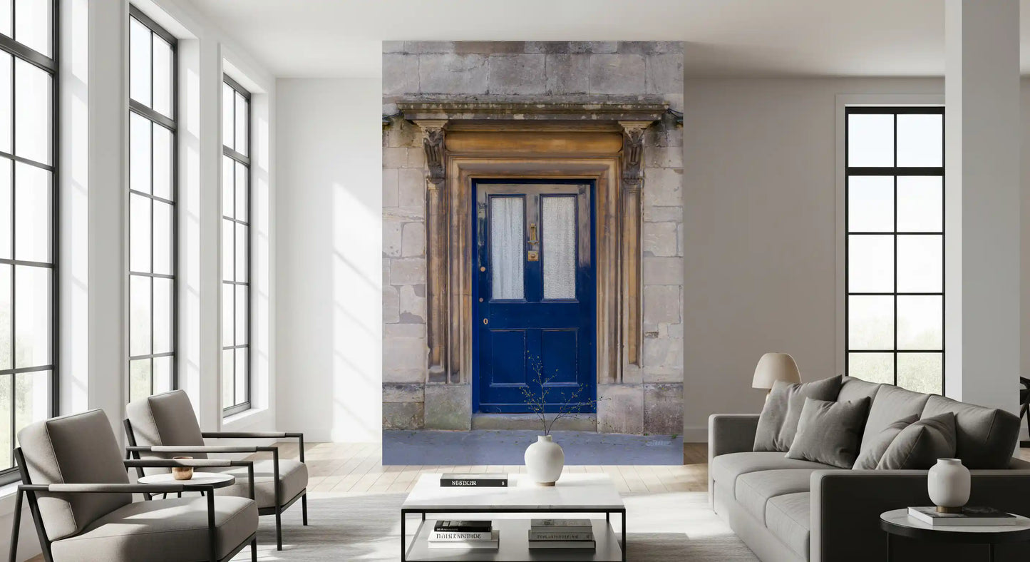 Stone Archway and Deep Blue Entry Wall Mural