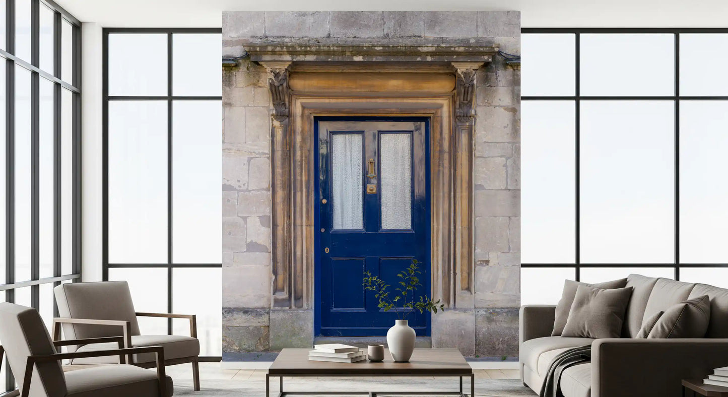 Stone Archway and Deep Blue Entry Wall Mural