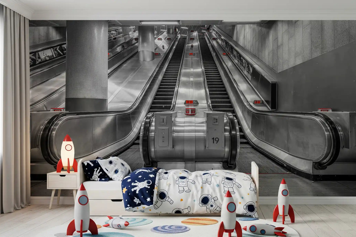 Metallic Urban Transit Symmetry Wall Mural