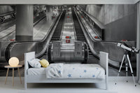Metallic Urban Transit Symmetry Wall Mural