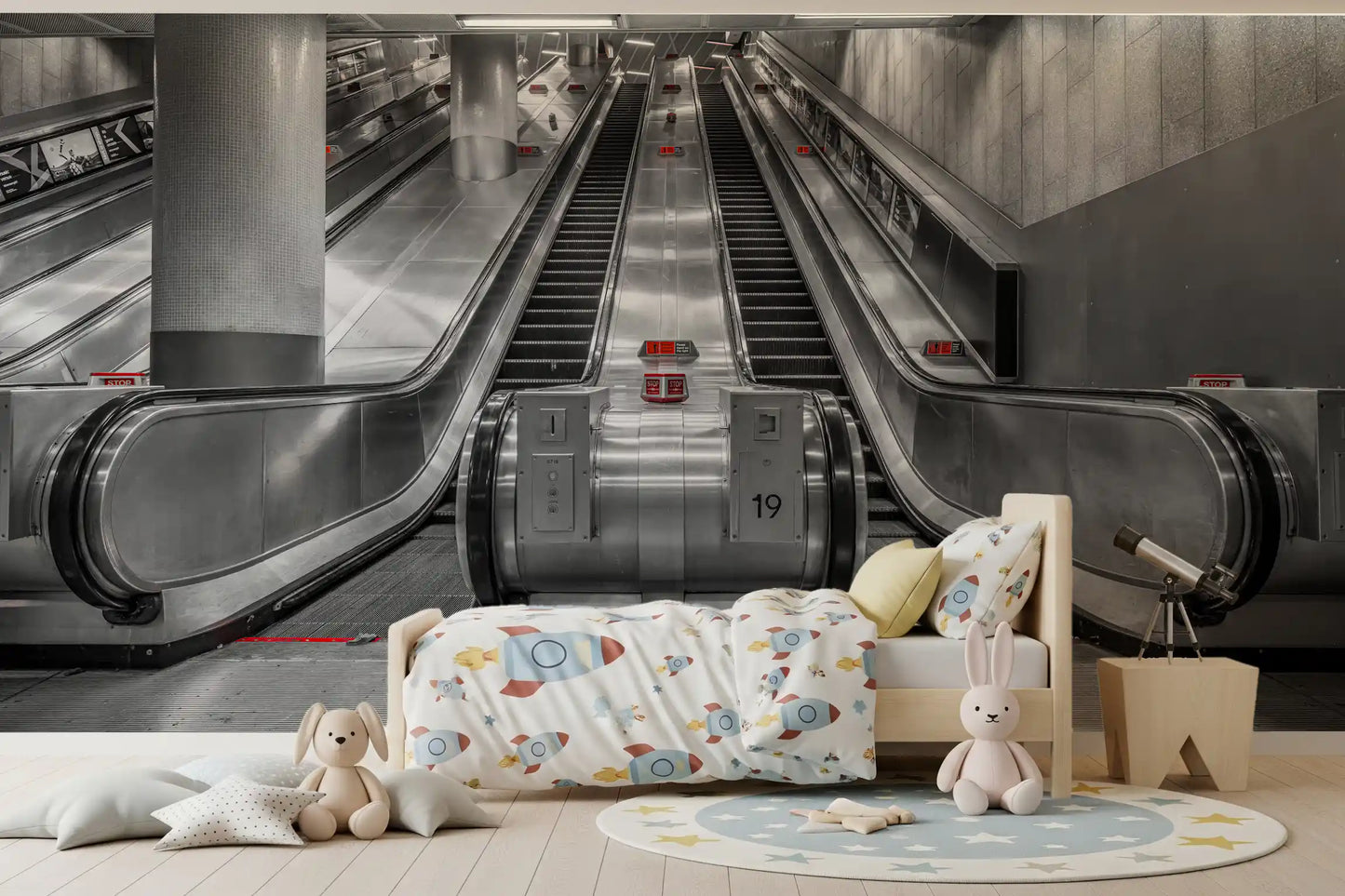 Metallic Urban Transit Symmetry Wall Mural