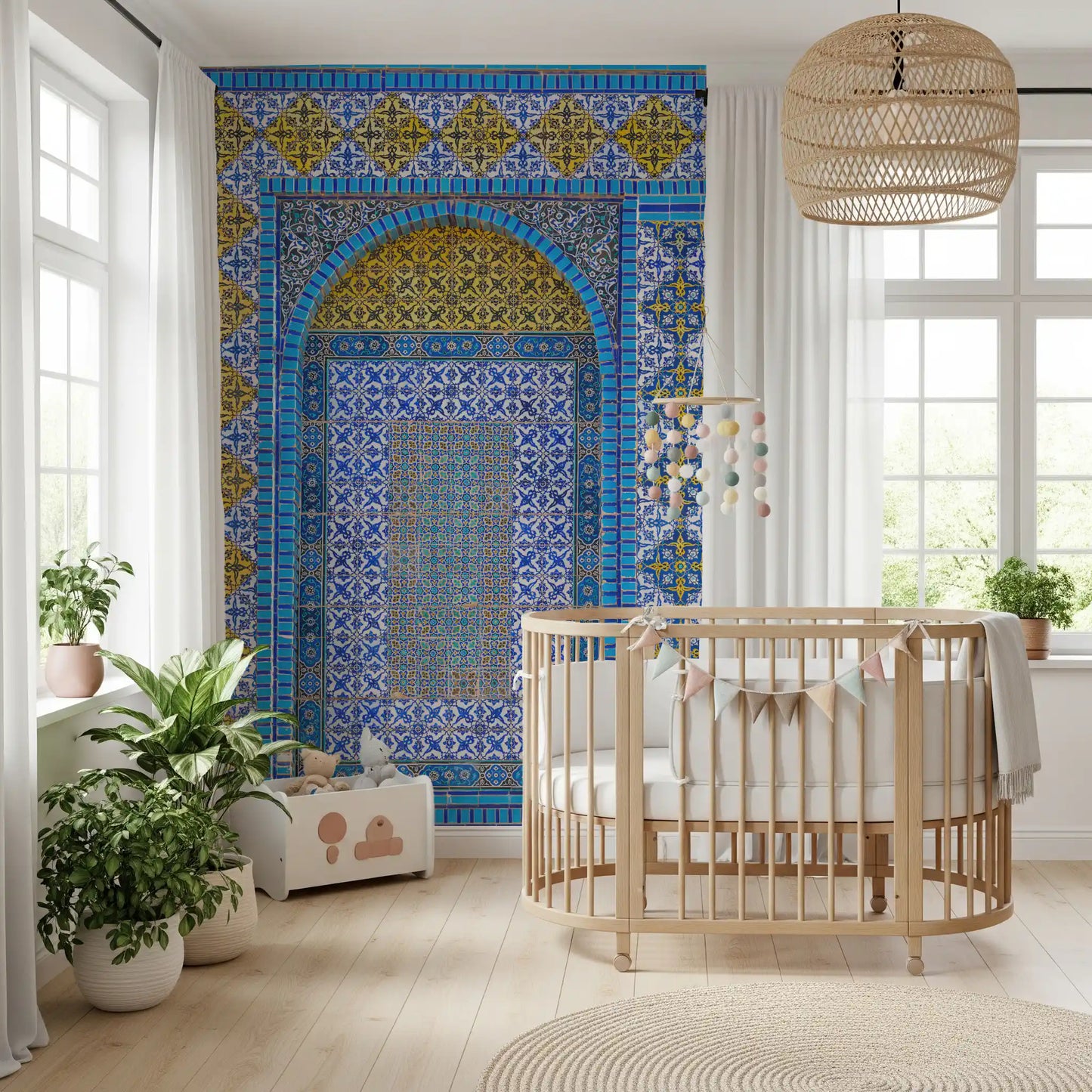 Cobalt Tile Symmetry Wall Mural
