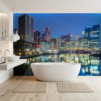Metropolitan Water Reflection at Dusk Wall Mural