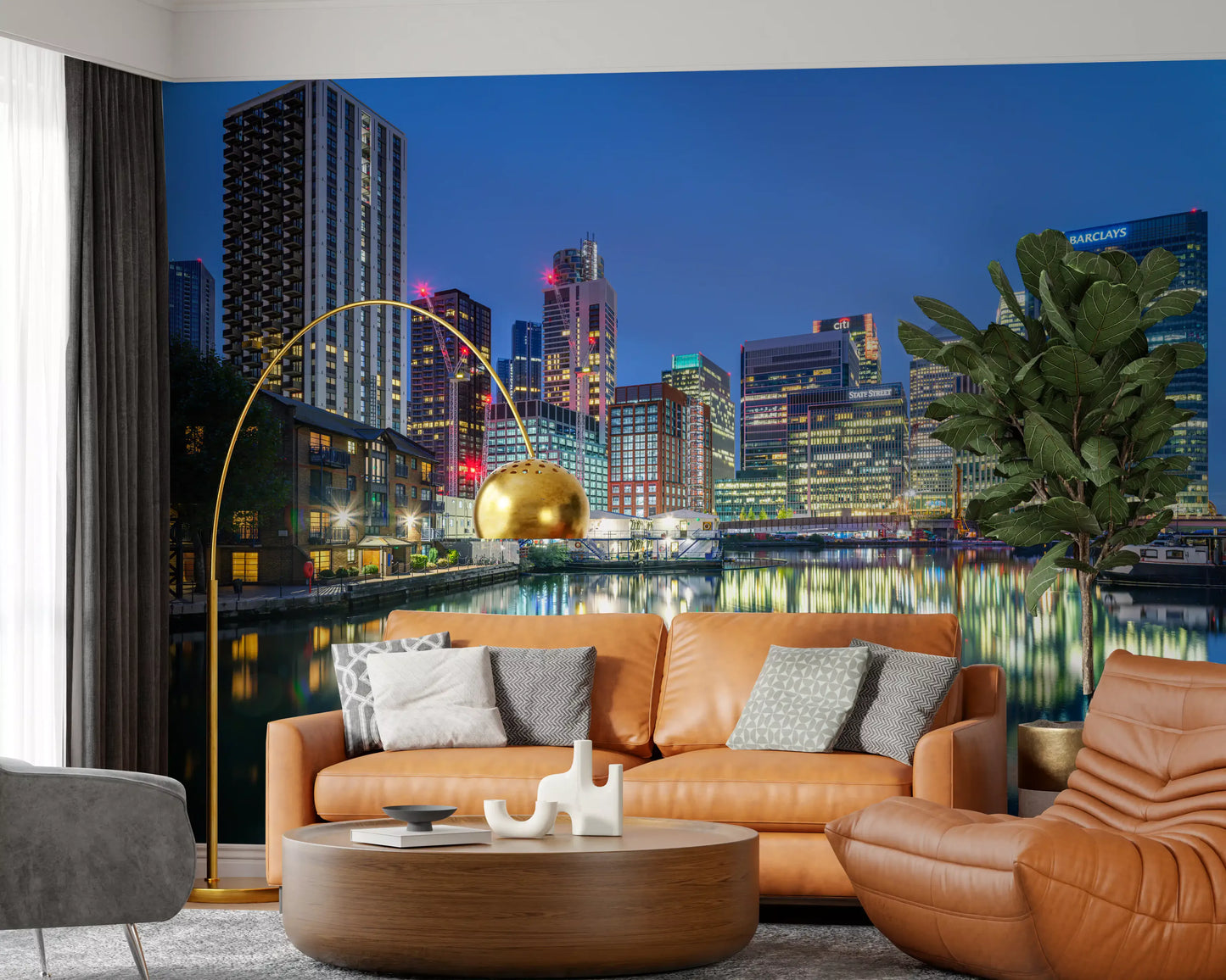 Metropolitan Water Reflection at Dusk Wall Mural