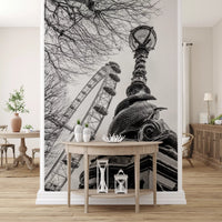 London Landmark Observation Wheel and Lamppost Wall Mural