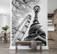 London Landmark Observation Wheel and Lamppost Wall Mural