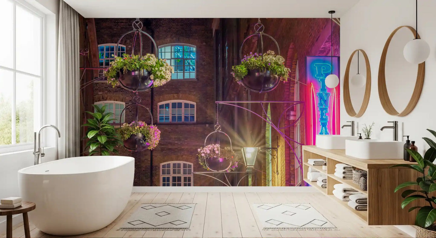 Industrial Night Bloom Wall Mural