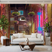 Industrial Night Bloom Wall Mural