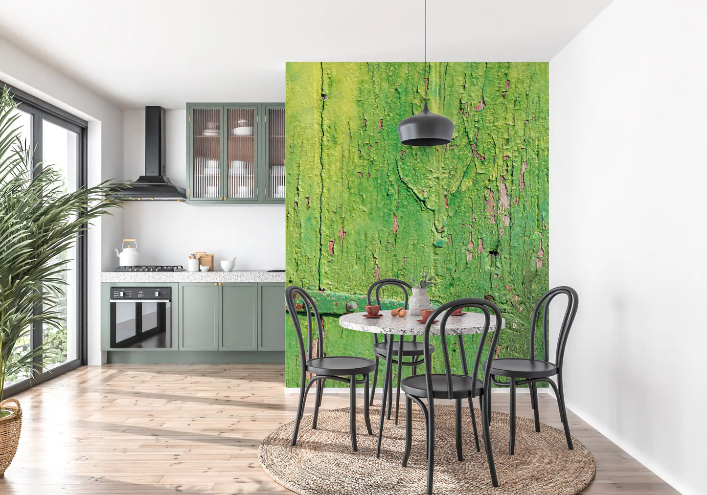 Rustic Industrial Green Wood Hinge Wall Mural
