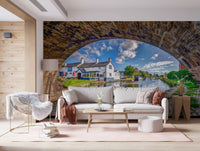 Stone Archway Waterside View Wall Mural