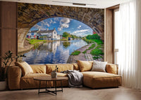 Stone Archway Waterside View Wall Mural