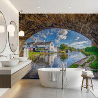 Stone Archway Waterside View Wall Mural