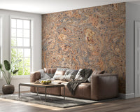 Rustic Swirling Bark Motif Wall Mural
