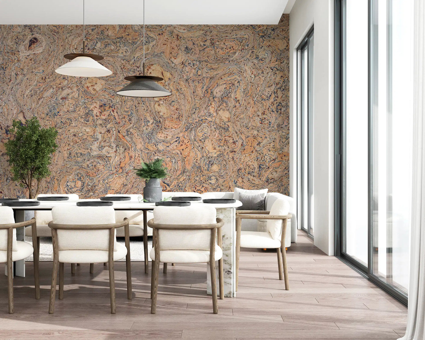 Rustic Swirling Bark Motif Wall Mural
