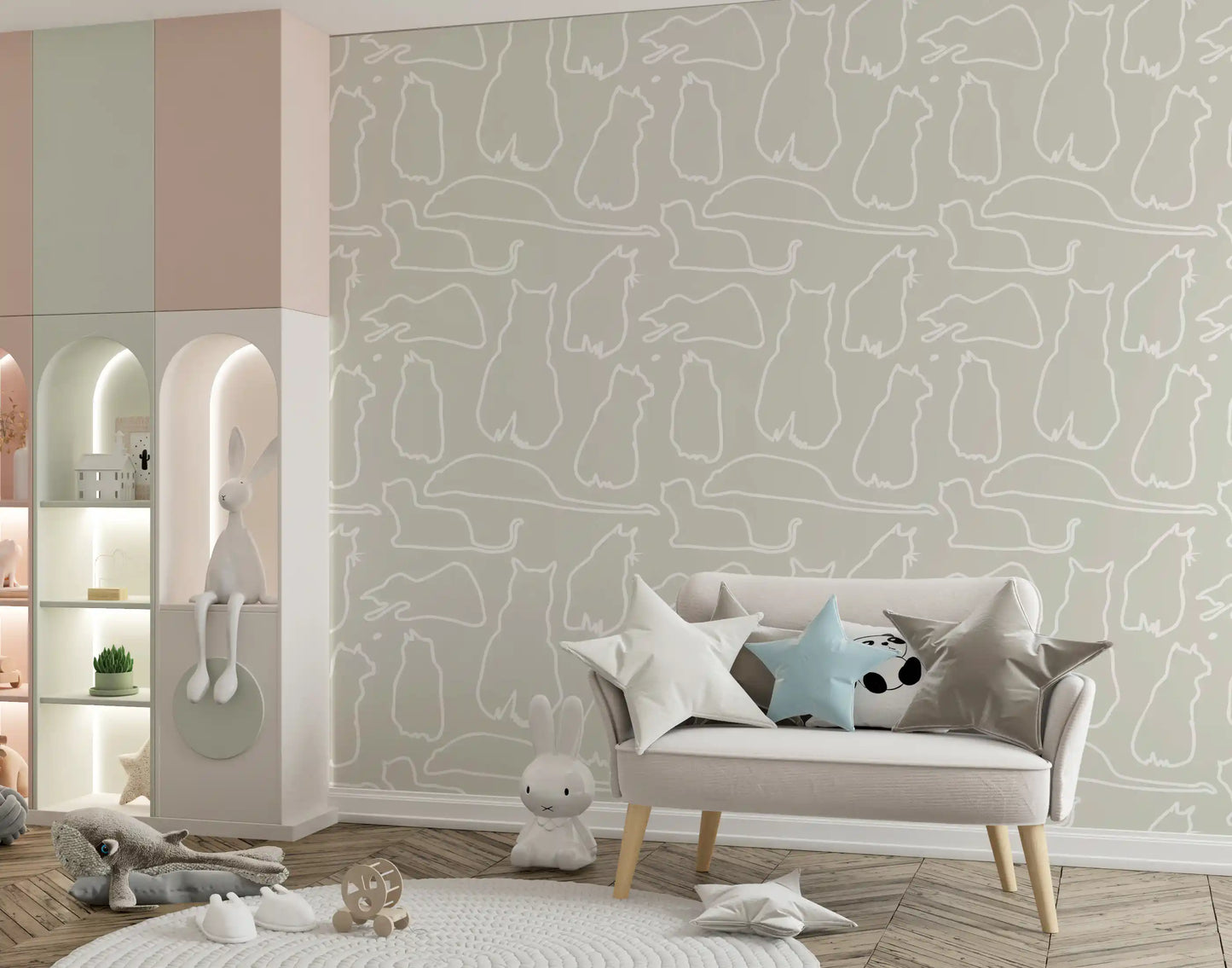 Munki and the Spot - Beige Wallpaper⁠