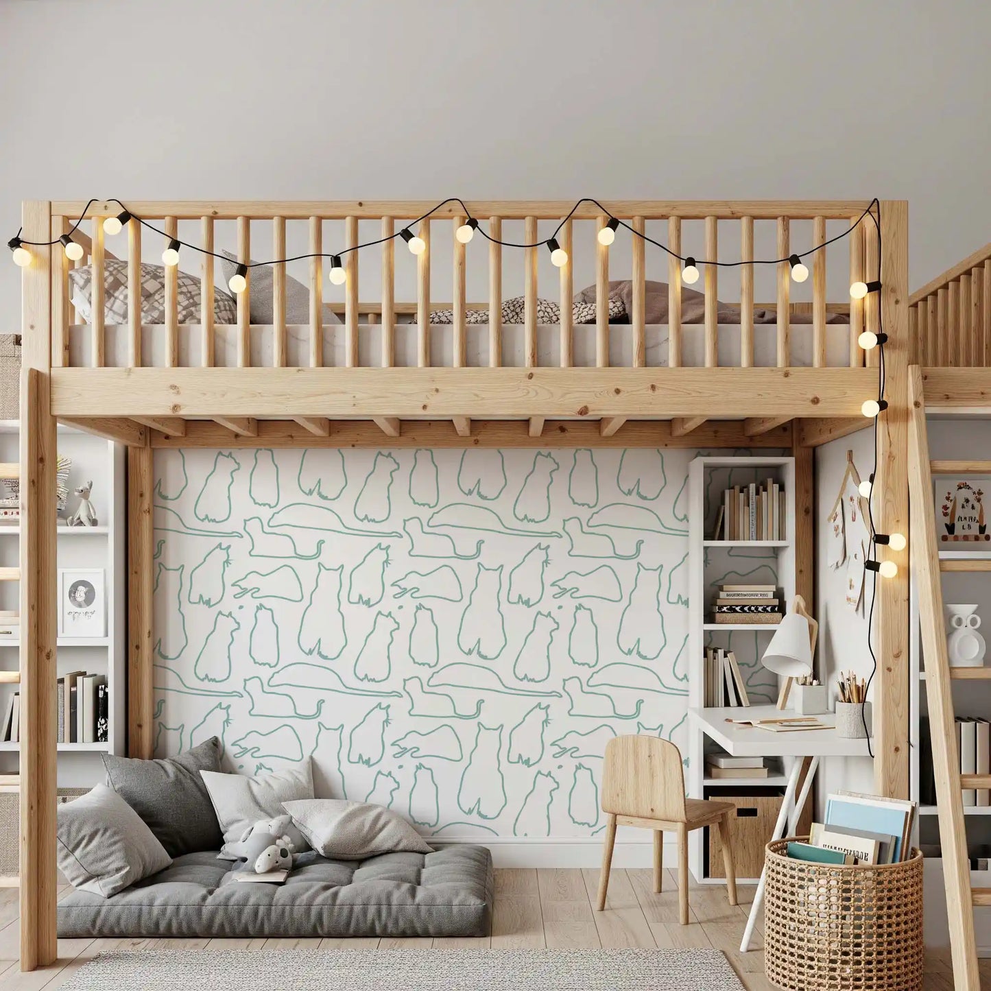 Munki and the Spot - Pale Teal Wallpaper⁠