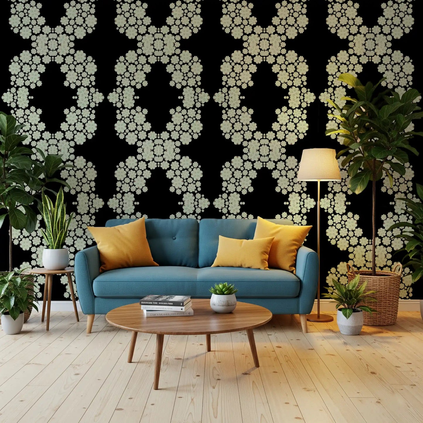Ivory & Black Floral Vine Wallpaper -  CARDAMINE DESIGN  Wallpaper⁠