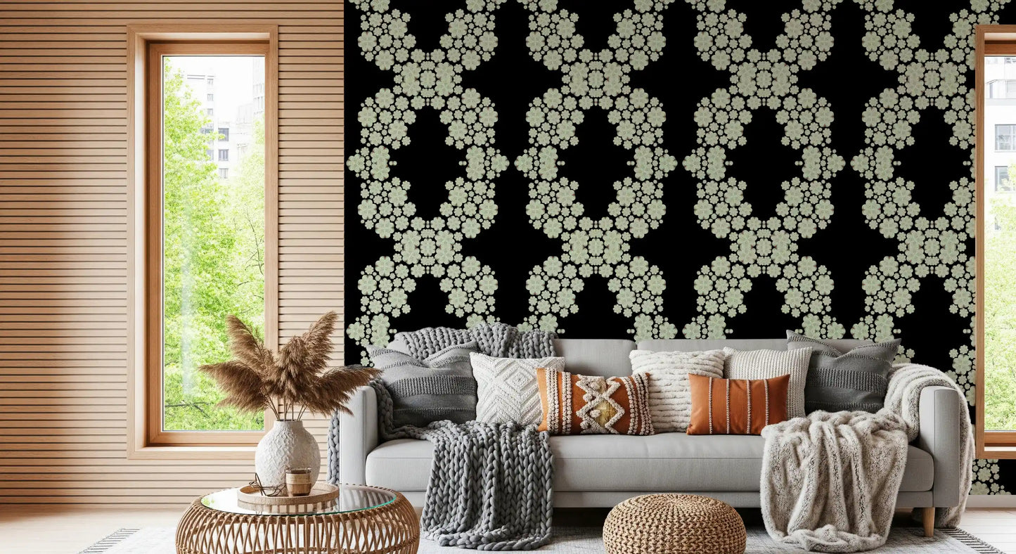 Ivory & Black Floral Vine Wallpaper -  CARDAMINE DESIGN  Wallpaper⁠