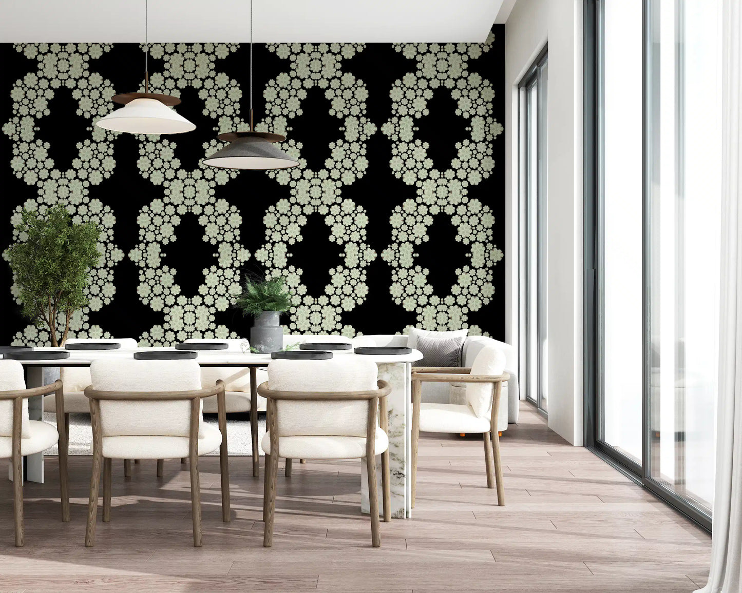 Ivory & Black Floral Vine Wallpaper -  CARDAMINE DESIGN  Wallpaper⁠