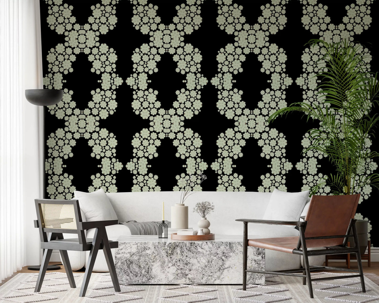 Ivory & Black Floral Vine Wallpaper -  CARDAMINE DESIGN  Wallpaper⁠