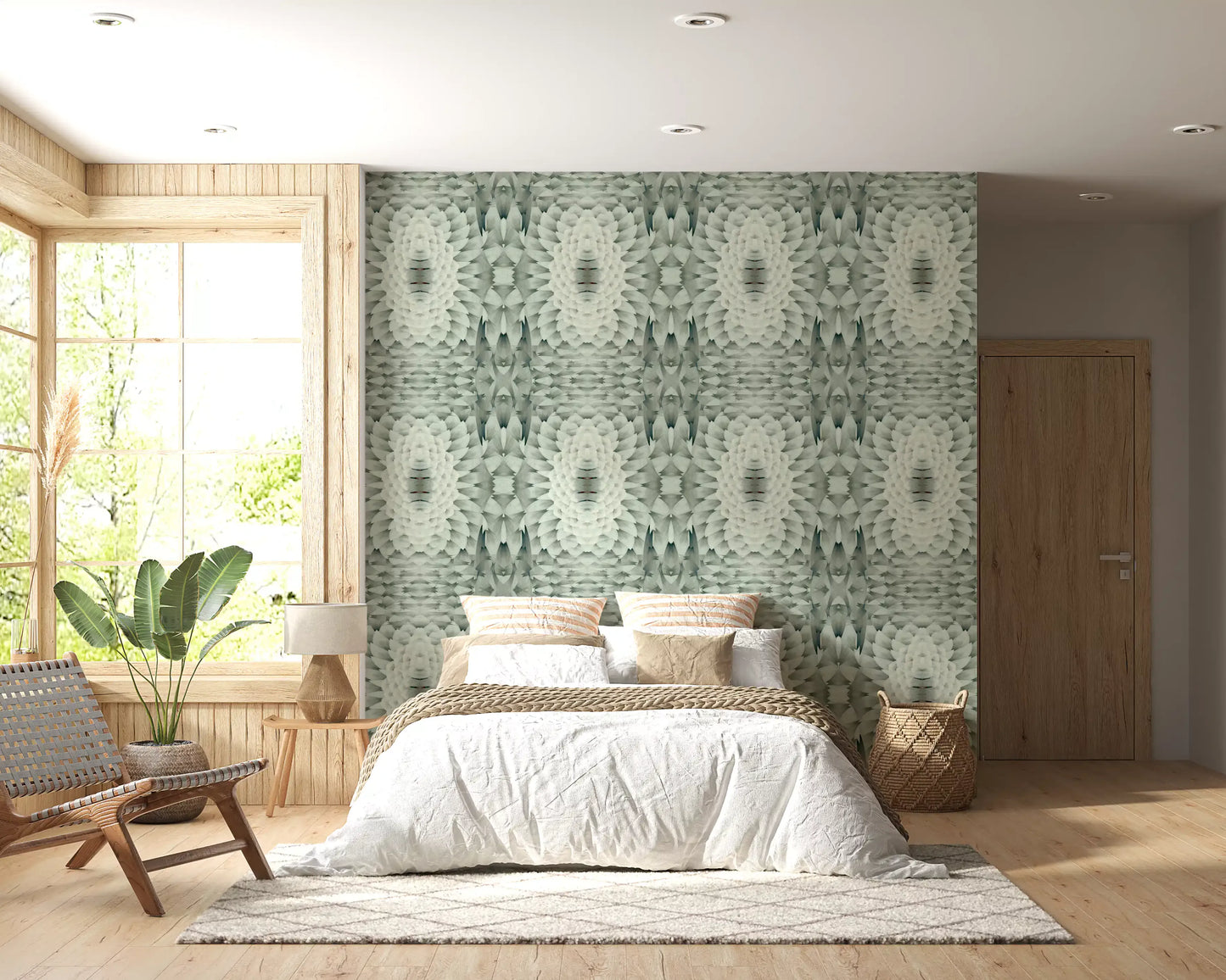 Sculptural Geometric Floral Wallpaper - GARDENIA DESIGN Wallpaper⁠