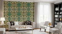 Teal & Gold Geometric Bloom Wallpaper - IKEBANA DESIGN Wallpaper⁠