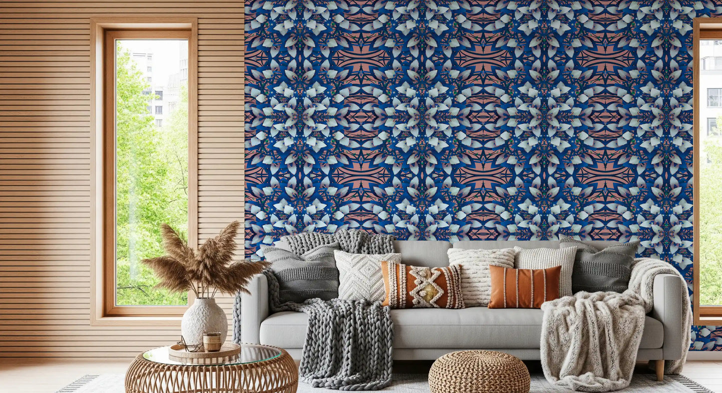 Pink & Blue Geometric Bloom Wallpaper - IKEBANA DESIGN Wallpaper⁠