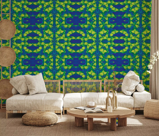 Electric Lime Geometric Bloom - IKEBANA Wallpaper⁠