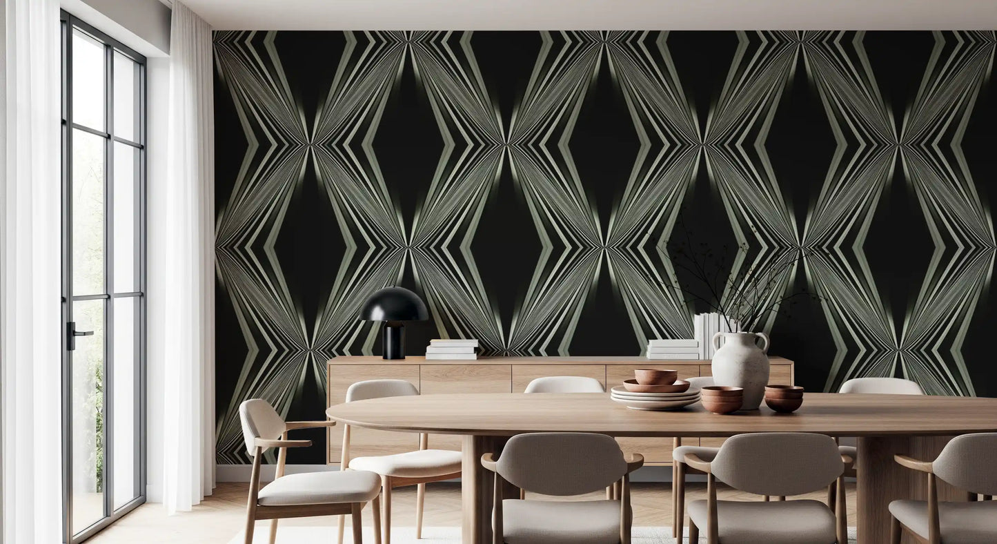 Black and White Geometric Diamond Prism - MALCOLM Wallpaper⁠