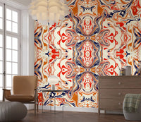Orange & Red Contemporary Ornamental Tile - ANDORRA Wall Mural