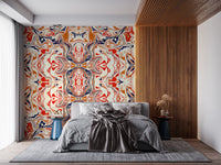 Orange & Red Contemporary Ornamental Tile - ANDORRA Wall Mural