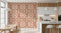 Orange & Red Contemporary Ornamental Tile - ANDORRA Wallpaper