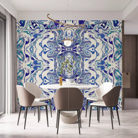Blue & Teal Contemporary Ornamental Tile -  ANDORRA Wall Mural Wall Mural