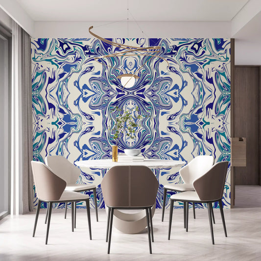 Blue & Teal Contemporary Ornamental Tile -  ANDORRA Wall Mural Wall Mural