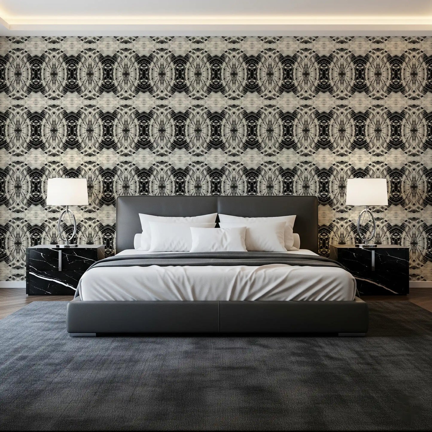 Sculptural Geometric Illusion in Black and Ivory - MOSQUITO Wallpaper