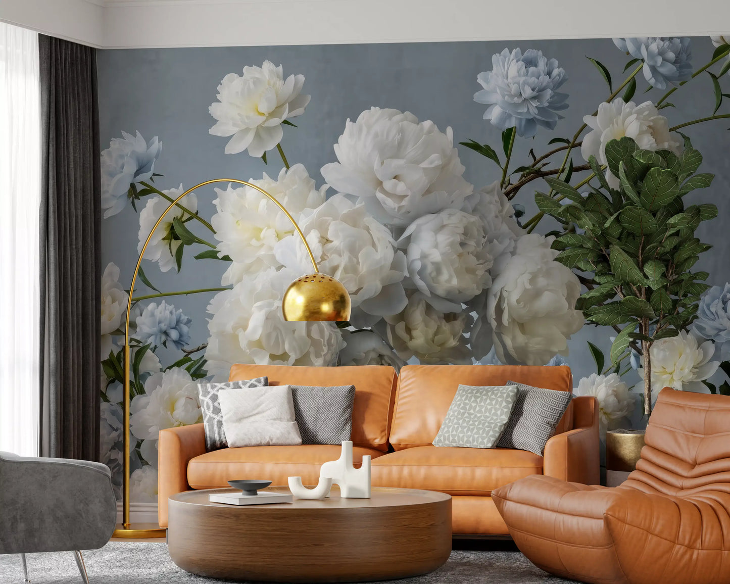 Ethereal Blue Blossom Wall Mural
