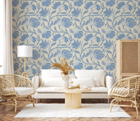 Trailing Indina Floral - Light Blue and Beige Wallpaper Wallpaper⁠
