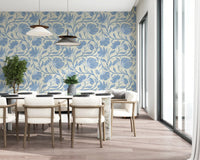 Trailing Indina Floral - Light Blue and Beige Wallpaper Wallpaper⁠
