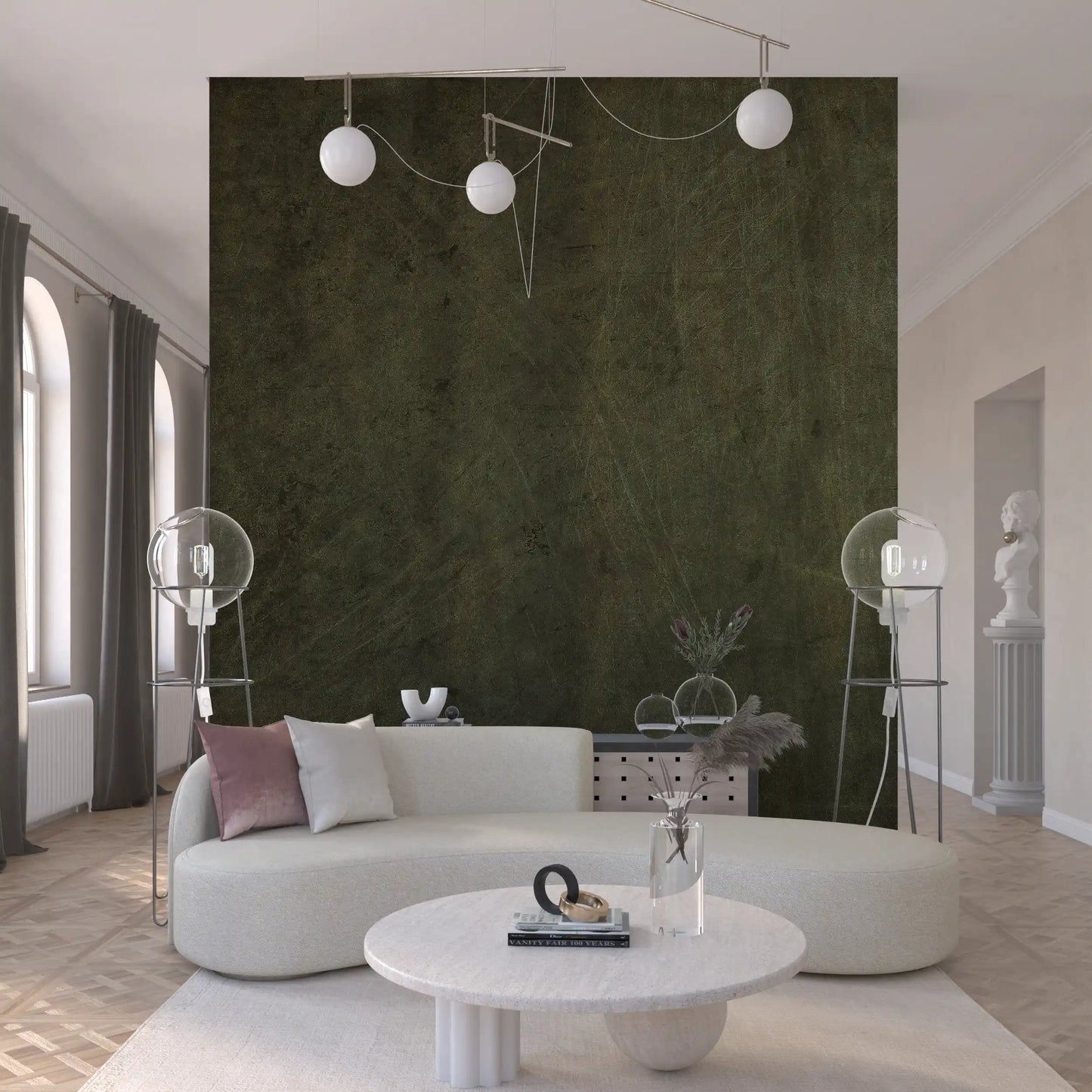 Scratched Suede - Dark Olive Wall Mural