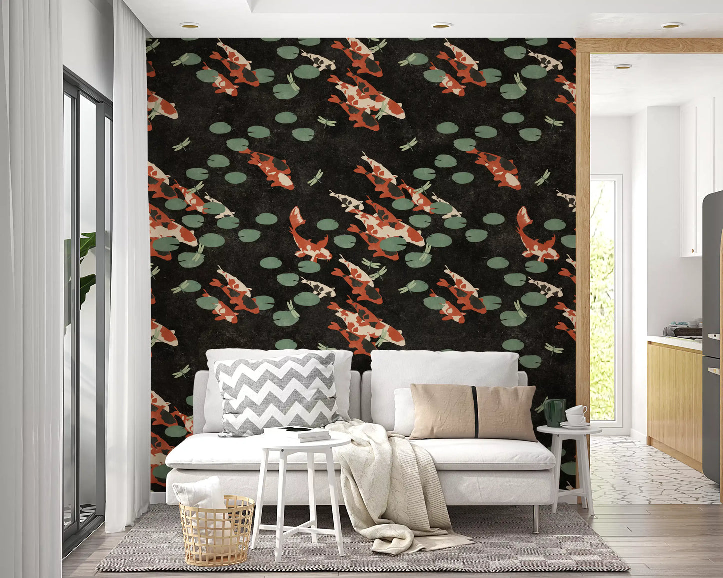 Koi Pond with Dragonflies Wall Mural