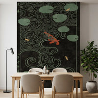 Japanese Koi Pond Woodblock Wall Mural