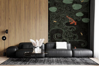 Japanese Koi Pond Woodblock Wall Mural