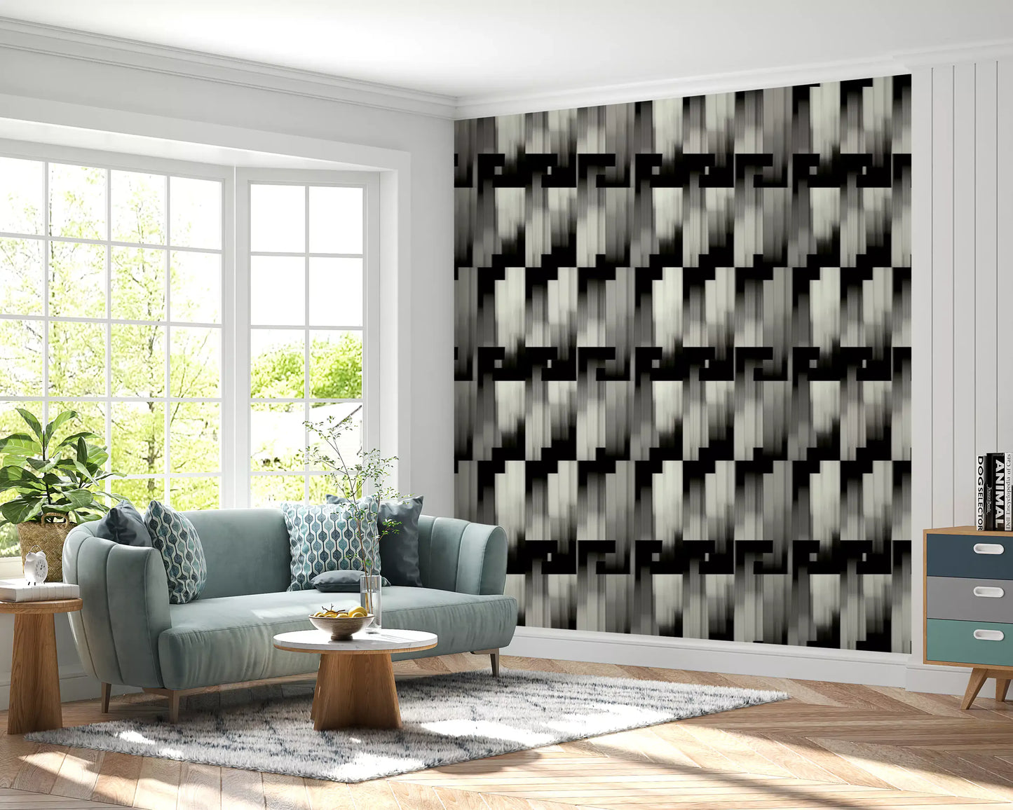 Monochrome Geometric Pre-Columbian - MOCHE Wallpaper⁠