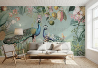Serene Tropical Peacock Sanctuary Wall Mural